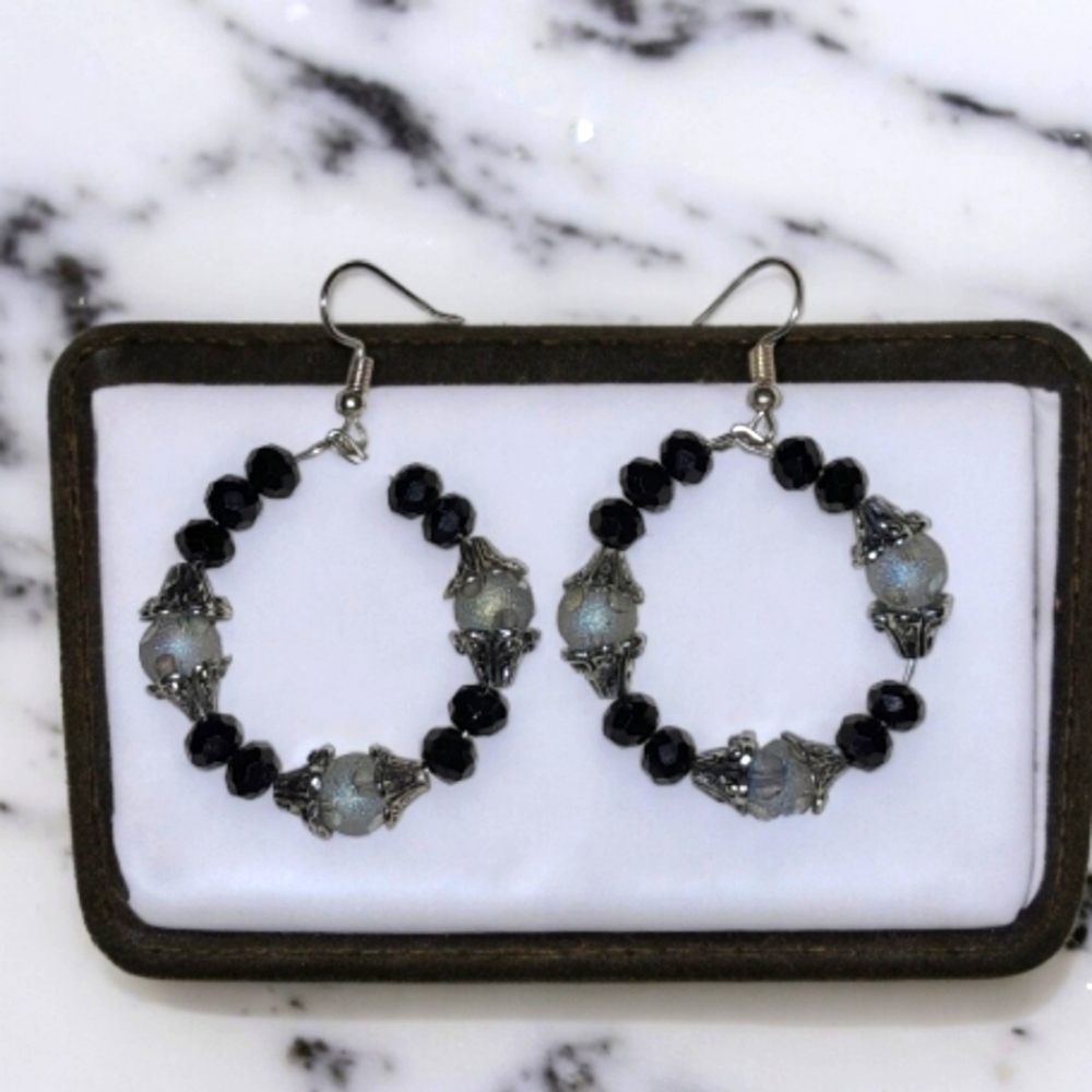 Handmade beaded hoop earrings
